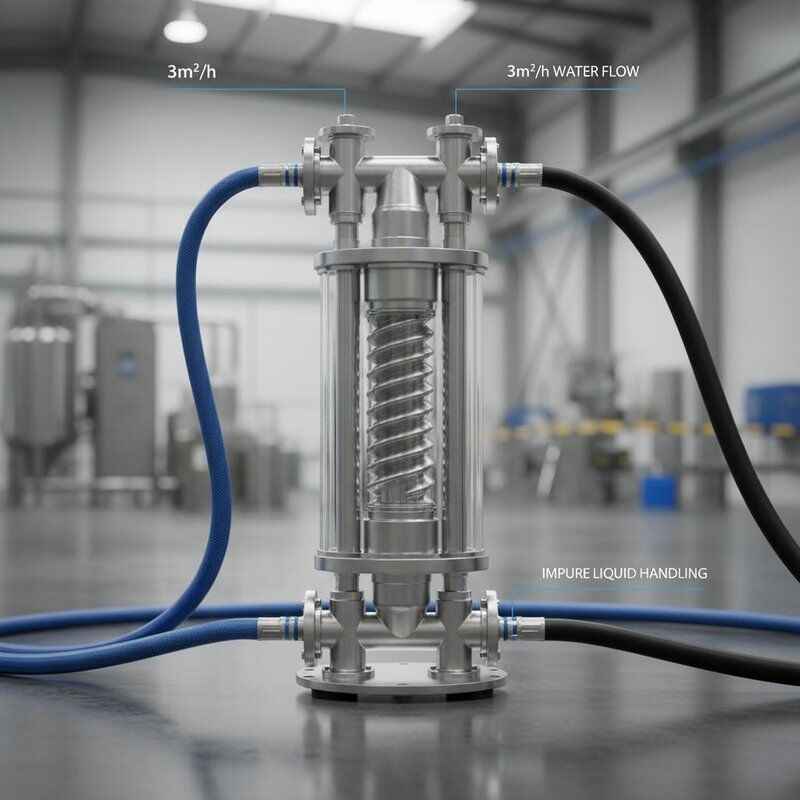 520mm Height Coaxial Heat Exchanger with 3m³/h Water Flow and Impure Liquid Handling for Various Industries