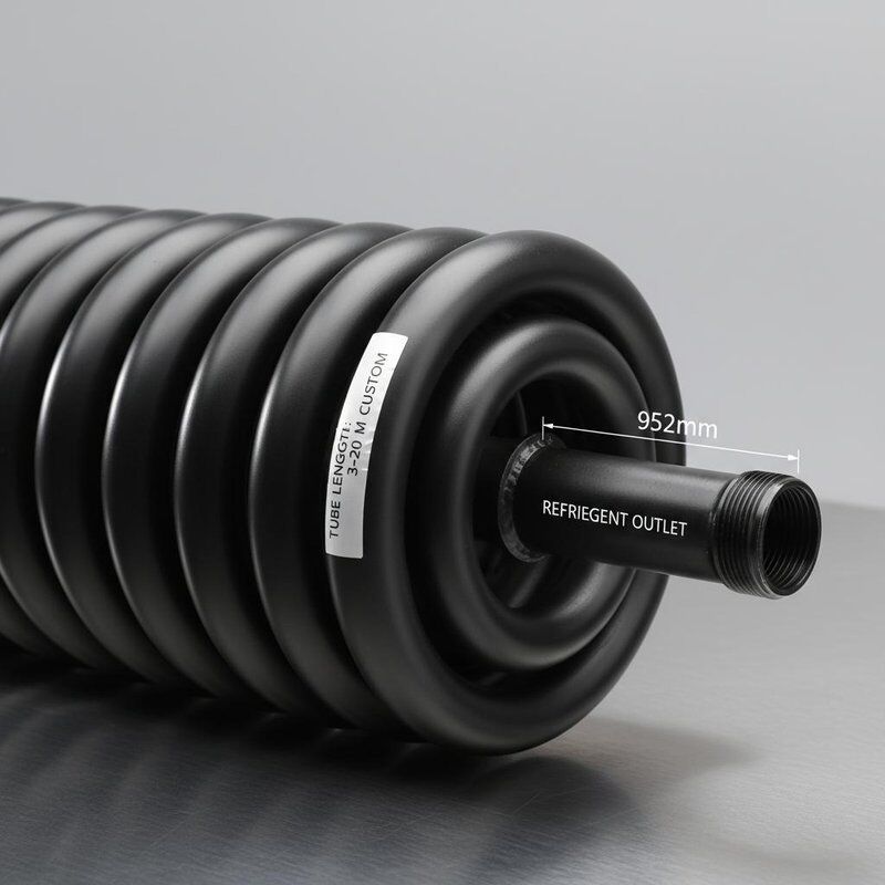 Spray Black Antirust Paint Coaxial Heat Exchanger with 9.52mm Refrigerant Outlet and Spiral Twisting Construction